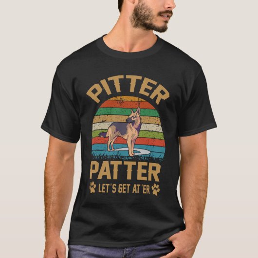 18 ピッタパッタ やるぞ ジャーマンシェパード Tシャツ (正面)