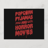 18.ホラー映画のポップコーンパジャマとホラー映画 インビテーションポストカード (正面)