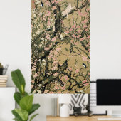 18.桃花小禽図, 若冲 Peach Blossoms & Small Birds, Jakuchū ポスター (ホームオフィス)