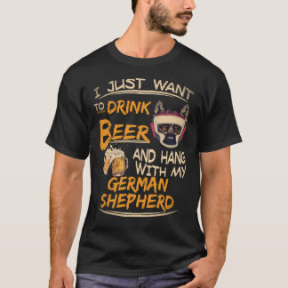 18 私はビールを飲んでゲルマンと遊びたいだけ Tシャツ