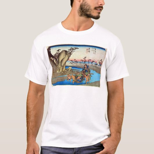 18.興津宿、広重興津宿、広重、浮世絵 Tシャツ (正面)