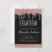 18 - 18バラ金ゴールドグリッター誕生日 招待状 (正面)