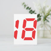 18 18赤アラーム時計デジタル番号 ポストカード (スタンド正面)
