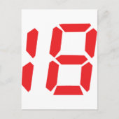18 18赤アラーム時計デジタル番号 ポストカード (正面)