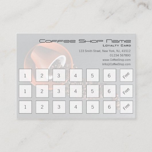 18 + 3一致の喫茶店のロイヤリティのスタンプカード ロイヤリティカード (裏面)