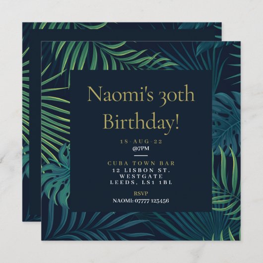 18、30、40、50、60歳の誕生日パーティー招待状 セーブザデート (正面/裏面)