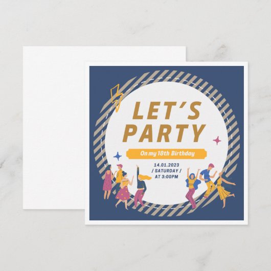 18 and's 感じ alive:誕生祝い 招待状 (正面/裏面)