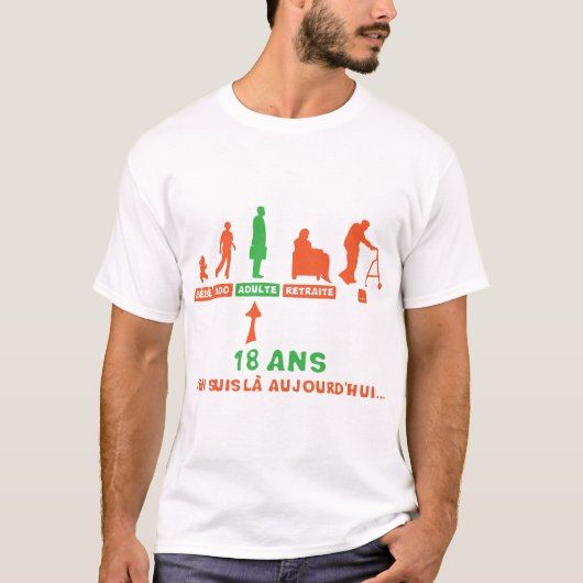 18 ans anniversaire evolution retraite adulte bebe tシャツ (正面)