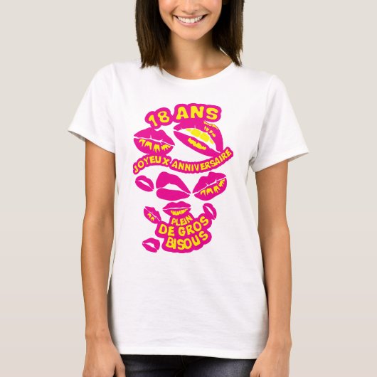 18 ans bisous levre bouche anniversaire tシャツ (正面)