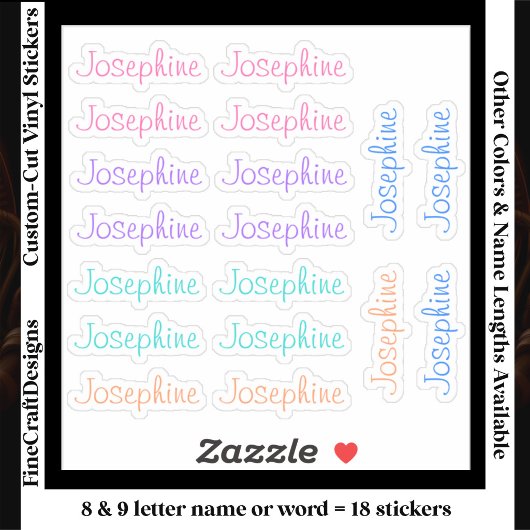18 Custom Modern 8/9 Letters Name Word Trendy シール