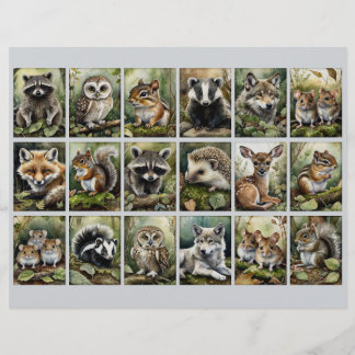 18 Forest Animal Rectangles 4 Junk Journaling Etc.