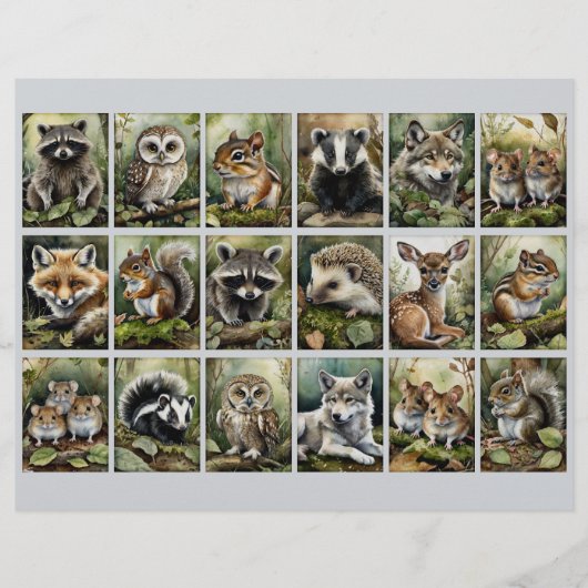 18 Forest Animal Rectangles 4 Junk Journaling Etc. (正面)
