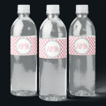 18% Groovy Pink Check 18th birthday ペットボトルラベル<br><div class="desc">レトロピ市松模様にンクGroovy 18%大人の誕生日の水ボトルラベル。</div>