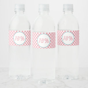 18% Groovy Pink Check 18th birthday ペットボトルラベル