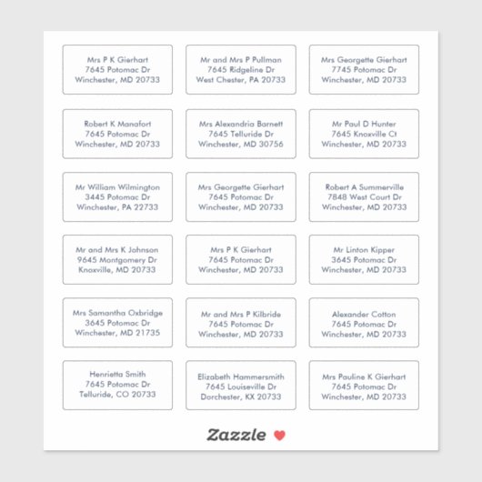 18 Recipient Name Wedding Guests Addresses シール (シート)