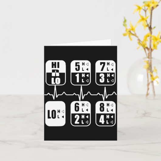 18 Speeds Shift Trucker Heartbeat Funny Truck  カード (黄色い花)