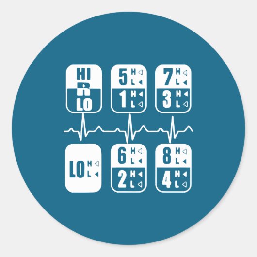 18 Speeds Shift Trucker Heartbeat Funny Truck  ラウンドシール (正面)