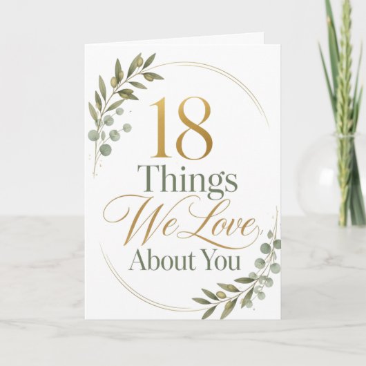18 Things We Love About You 18歳の誕生日プレゼント カード (正面)