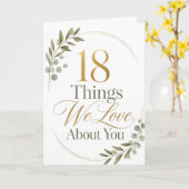 18 Things We Love About You 18歳の誕生日プレゼント カード (黄色い花)