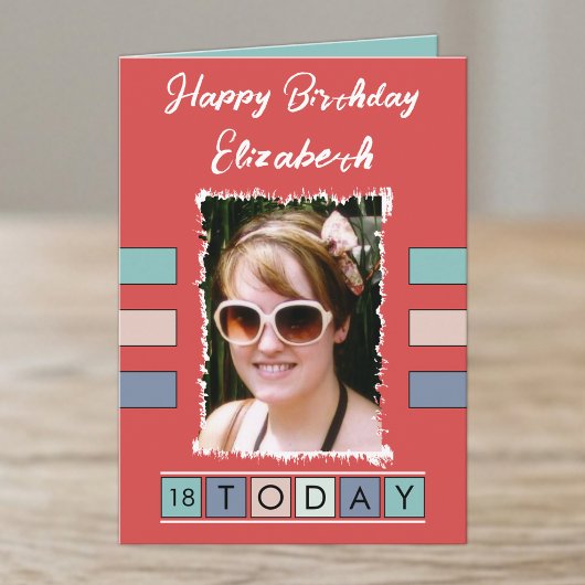 18 today追加フォトエイジ名red birthday カード