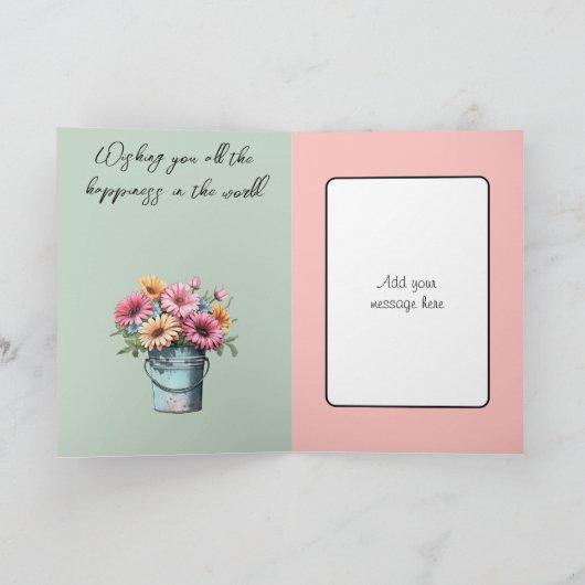 18 today gerbera flowers birthday green カード (内部)