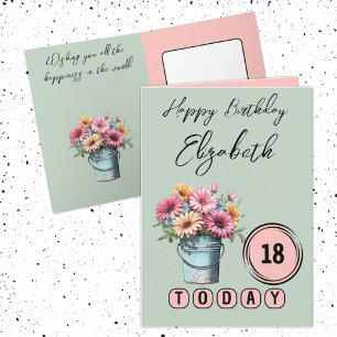 18 today gerbera flowers birthday green カード