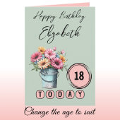 18 today gerbera flowers birthday green カード