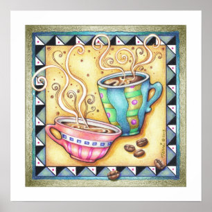18"X18" ARCHIVAL PRINT - COOL BEANS! Coffee Art ポスター