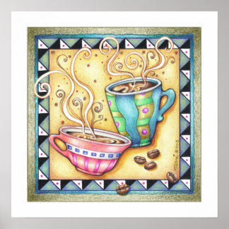 18"X18" ARCHIVAL PRINT - COOL BEANS! Coffee Art ポスター