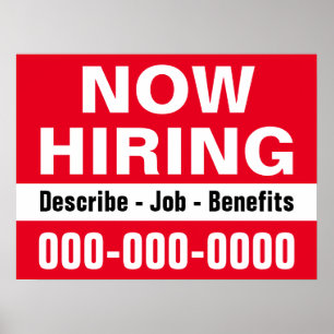 18" x 24"今雇用と説明紙ポスター ポスター