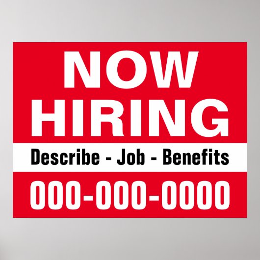 18" x 24"今雇用と説明紙ポスター ポスター (正面)