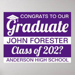 18" x 24"卒業式パープル紙ポスター ポスター