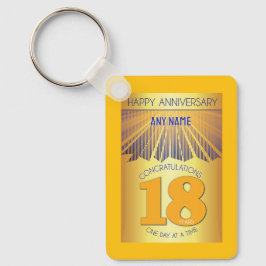 18 Year Sober Anniversary | Golden Ray 12 Step キーホルダー