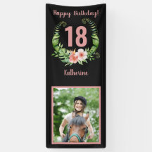 18thまたは任意の年齢の誕生日赤面ピンクフローラ