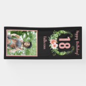 18thまたは任意の年齢の誕生日赤面ピンクフローラ 横断幕 (横)