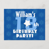 18thまたは任意の誕生日スターカスタムズK18Z BLUE インビテーションポストカード (正面)