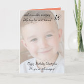 18thまだ驚くべきオレンジと黒の誕生日の写真 カード (正面)