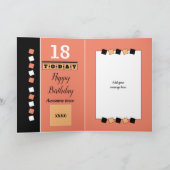 18thまだ驚くべきオレンジと黒の誕生日の写真 カード (内部)