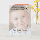 18thまだ驚くべきオレンジと黒の誕生日の写真 カード (黄色い花)