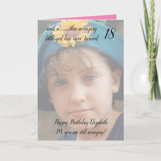 18thまだ驚くべきピンクと黒の誕生日の写真 カード (正面)