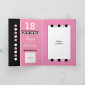18thまだ驚くべきピンクと黒の誕生日の写真 カード (内部)