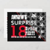 18thサプライズ誕生日日付を保存する対角線W66 案内ポストカード (正面/裏面)