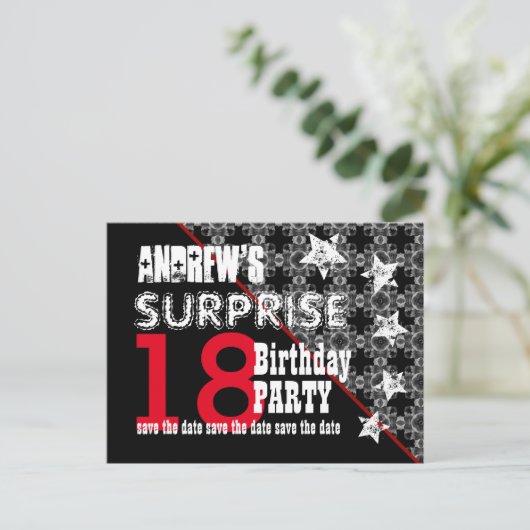 18thサプライズ誕生日日付を保存する対角線W66 案内ポストカード (スタンド正面)