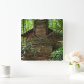 18thセンチュリーチェロキー先住民アメリカンキャビン スクエア壁時計 (ホーム)