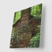 18thセンチュリーチェロキー先住民アメリカンキャビン スクエア壁時計 (傾斜)