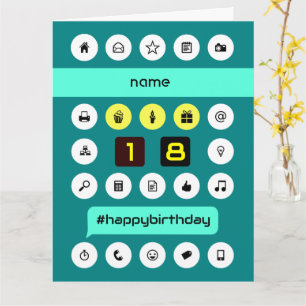 18thハッシュタグコンピューティング誕生日の追加name large カード