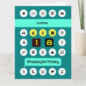 18thハッシュタグコンピューティング誕生日の追加name large カード (正面)