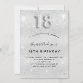 18thバースデーシルバーグリッターラグジュアリー 招待状 (正面)