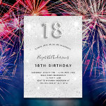 18thバースデーシルバーグリッターラグジュアリー 招待状<br><div class="desc">18モダン歳のスタイリッシュ誕生日パーティーへの華やかな招待。銀色フェイクの背景に飾はグリッターの輝き。名前とパーティー・詳細のパーソナライズおよび追加18番はバ書ロンスタイルフォント、スクリプト付き。</div>