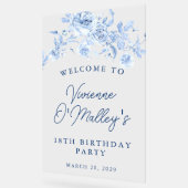 18thバースデーパーティーウェルカムブルーバラフローラ アクリルサイン (傾斜)